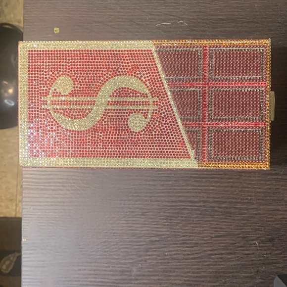 Blinged out $ clutch-with or without goldstone strap!! - Picture 1 of 5